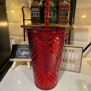 Starbucks Grande Tumbler Cup 2021 Red Crystals Studded BNWT